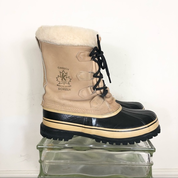 Sorel Other - SOREL VINTAGE Buff Caribou Duck Boots Mens 13 Made in Canada Wool lined